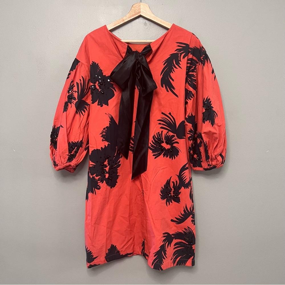Anthropologie ATSU Black & Red Floral Print Dress Size Medium - Picture 4 of 10